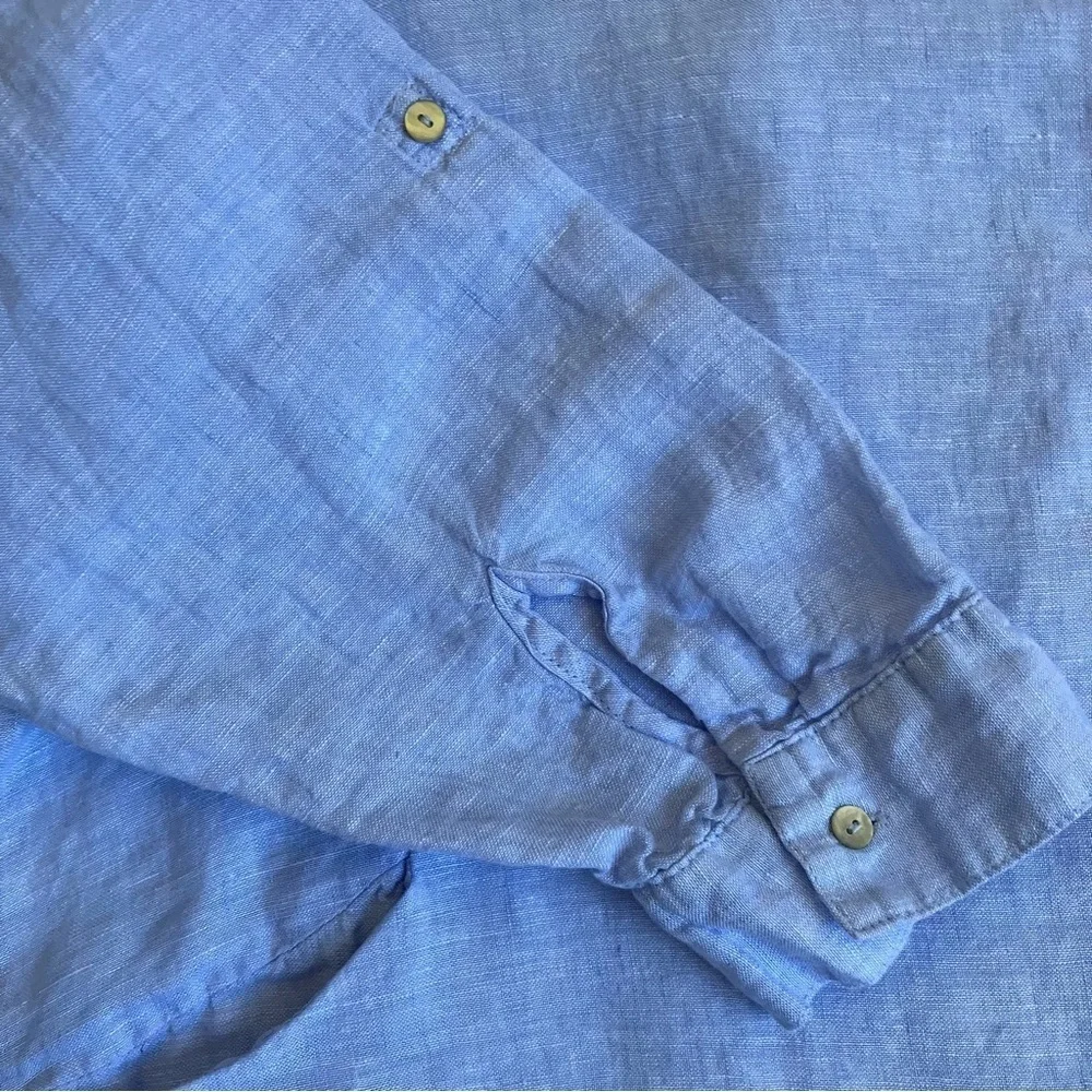 Sigrid Olsen Sky Blue Linen Button Up Pocketed Tunic Shirt Lagenlook Resort XXL - Picture 9 of 16